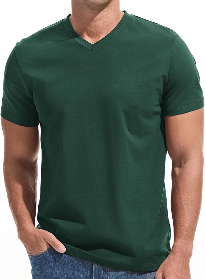 VEIISAR Premium V Neck T Shirts for Men - Modern Fitted Tees Vneck Undershirts