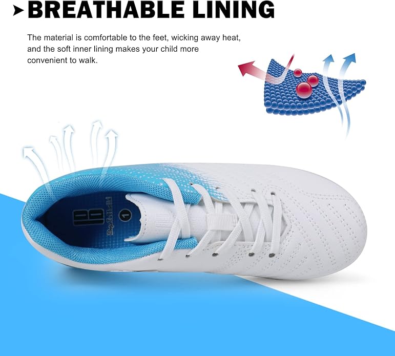 brooman Kids Soccer Cleats Boys Girls Athletic Outdoor Football Shoes