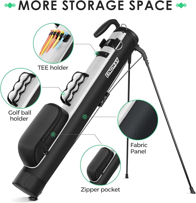 Findway Golf Stand Bag, Small Golf Bag for The Driving Range, Par 3 and Executive Courses, Lightweight Golf Club Carry Bag with Ball Holder and Pockets for Men Women