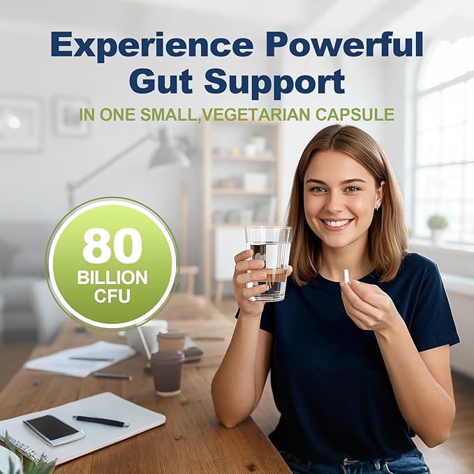 Probiotics for Digestive Health, 80 Billion CFU Probiotics, Prebiotics, Postbiotics & Digestive Enzymes, Gut Health Capsules with Berberine, Cinnamon, L-Glutamine, for Men & Women, 240 Counts