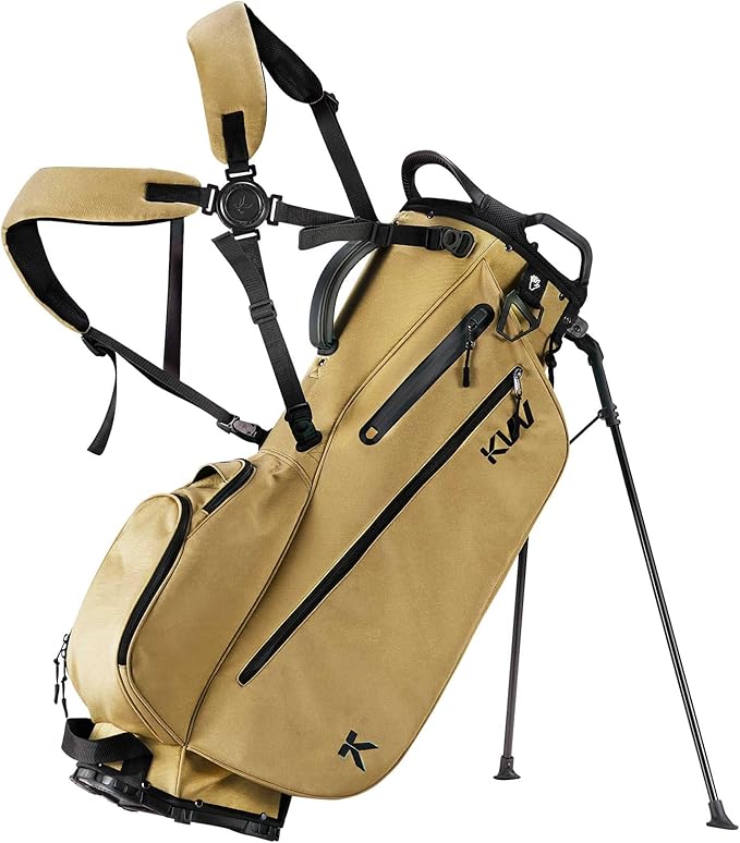 KVV Lightweight Golf Stand Bag with 7 Way Full-Length Dividers, 5 Zippered Pockets, Automatically Adjustable Dual Straps，Elegant Design