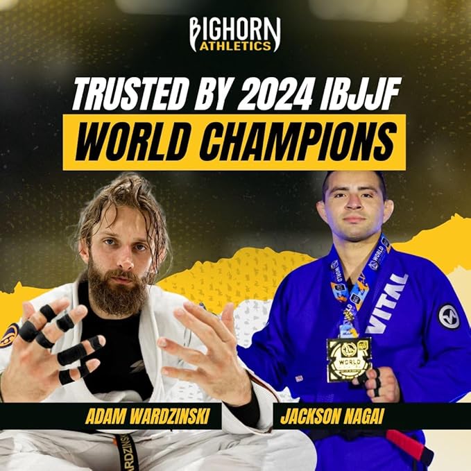 Bighorn Athletics Jiu Jitsu Finger Tape, Rock Climbing Tape | Multipurpose for Sports & Injuries: MMA, Volleyball, Football, Basketball, Tennis, Golf, Hands & Toes, 0.5-Inch x 45-feet, 8-Rolls, Black