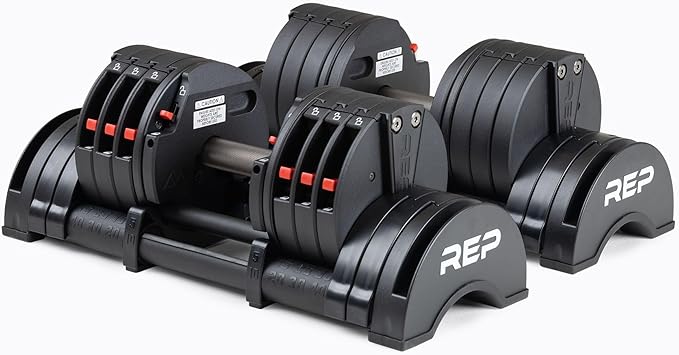 Rep Fitness Quickdraw Adjustable Dumbbells, Multiple weight ranges available including: 5-30, 5-40,5-50 and 5-60 lbs