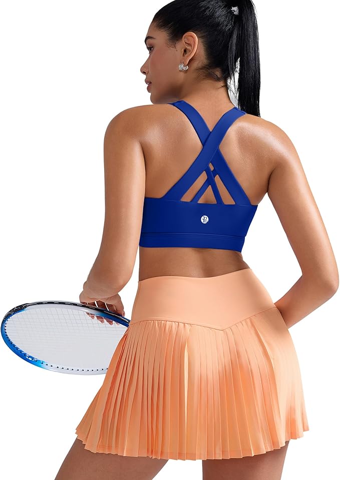 RUNNING GIRL Sports Bra for Women, Criss-Cross Back Padded Strappy Sports Bras Medium Support Yoga Bra with Removable Cups