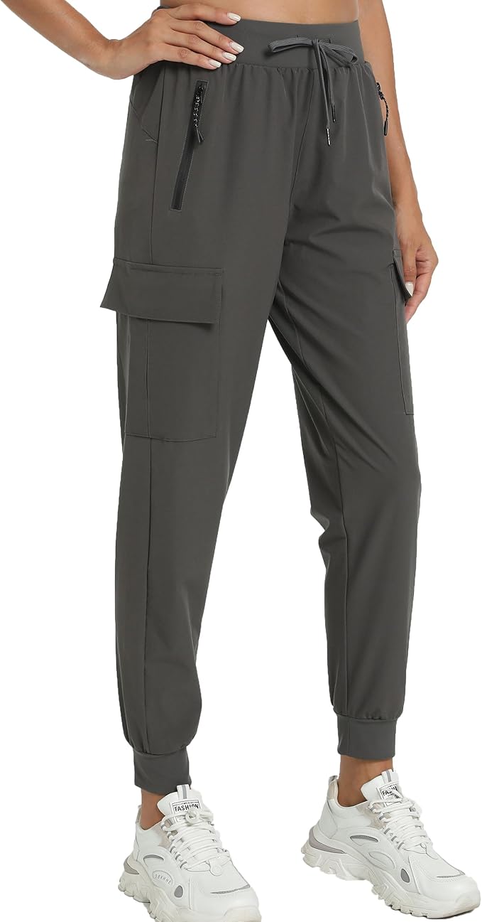 Kcutteyg Womens Water Resistant Hiking Pants with Pockets Quick Dry Soft Athletic Workout Joggers Pants for Camping Travel