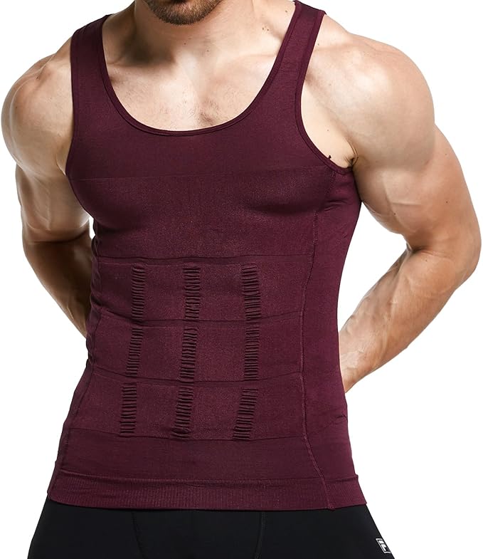 GKVK Mens Slimming Body Shaper Vest Shirt Abs Abdomen Slim