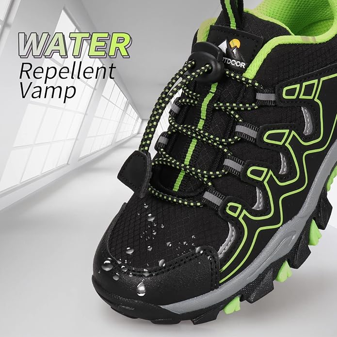 Boys Girls Hiking Trail Shoes Waterproof Slip Resistant Outdoor Trekking Walking Running Sneakers(Little/Big Kids)