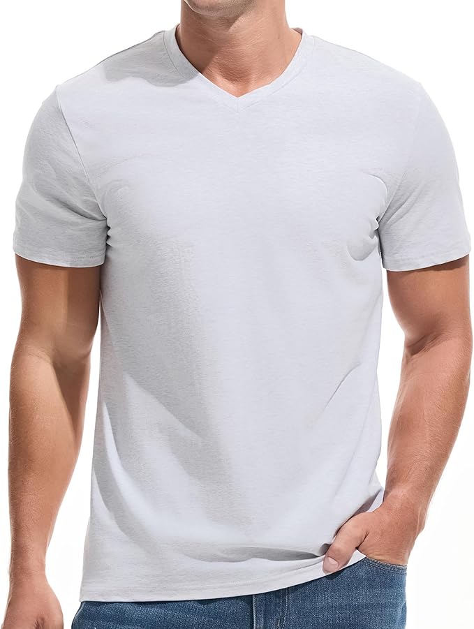 VEIISAR Premium V Neck T Shirts for Men - Modern Fitted Tees Vneck Undershirts