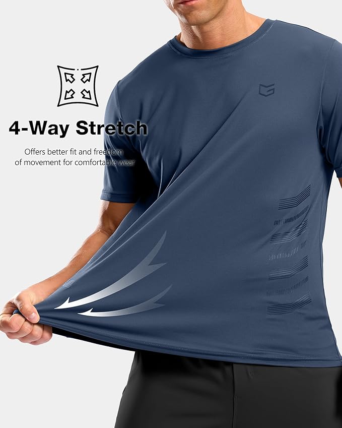G Gradual Men's Workout Shirts Quick Dry Athletic Running T-Shirts Lightweight Moisture Wicking Short Sleeve Sports Gym Tops