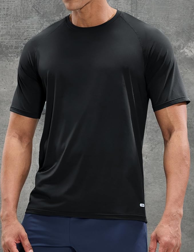 MIER Men's Dry Fit Workout T-Shirts Athletic Running Tee Short Sleeve Crew Neck Gym Tops, Polyester, Moisture Wicking