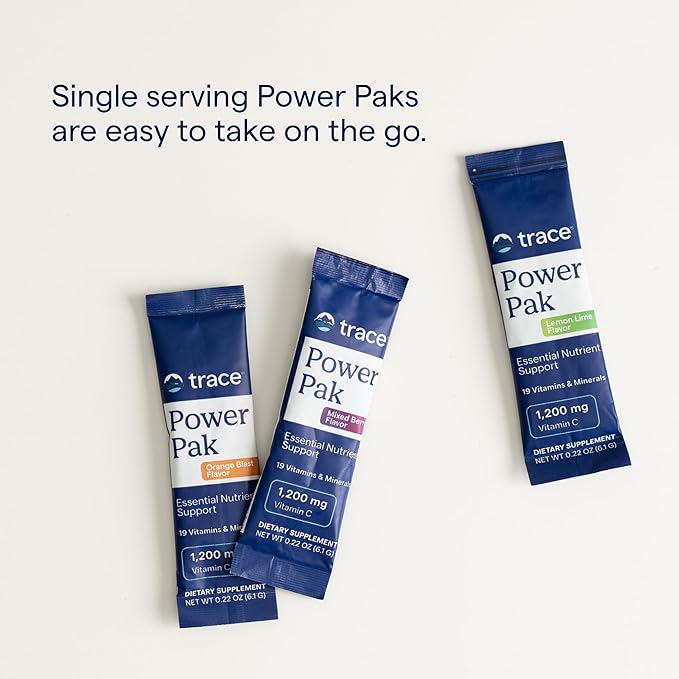Trace Minerals Power Pak - Daily Health Support Supplement with Vitamins & Minerals - Power Packet Aids Immune Health & Hydration - Mix Powder Supports Bodily Functions - Tangerine (30 Servings)