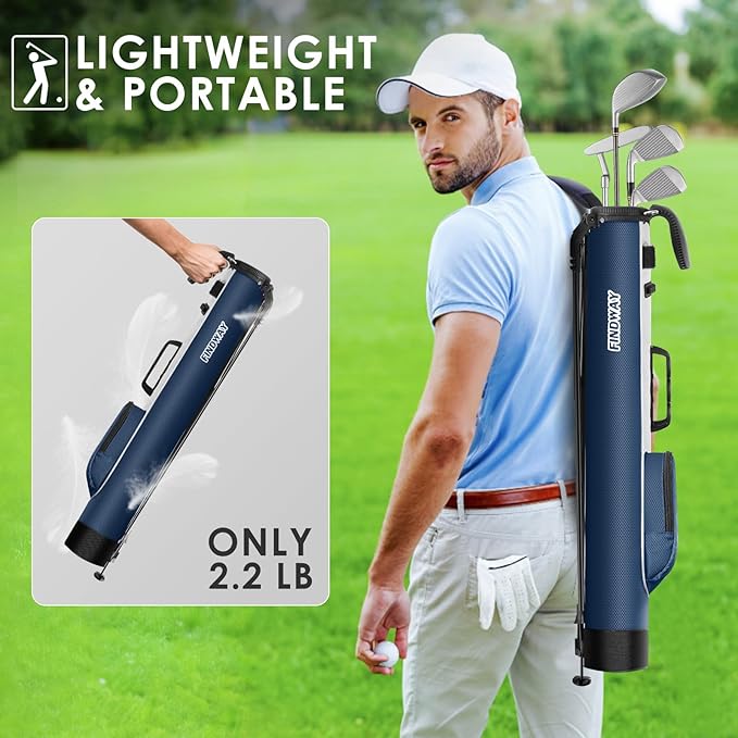 Findway Golf Stand Bag, Small Golf Bag for The Driving Range, Par 3 and Executive Courses, Lightweight Golf Club Carry Bag with Ball Holder and Pockets for Men Women