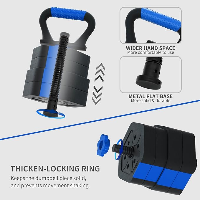 VIVITORY Dumbbell Sets Adjustable Weights, Free Weights with Connector, Non-Rolling Adjustable Dumbbell Set, Barbell for Home Gym, Hexagon, Cement Mixture