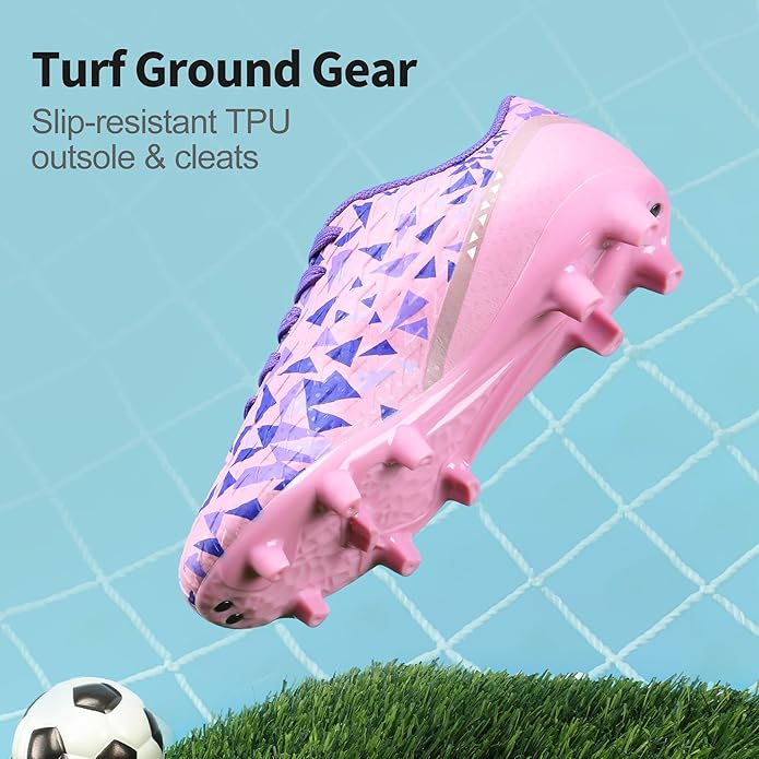DREAM PAIRS Boys Girls Soccer Cleats Youth Firm Groud Athletic Outdoor Trainning Football Shoes for Little/Big Kid