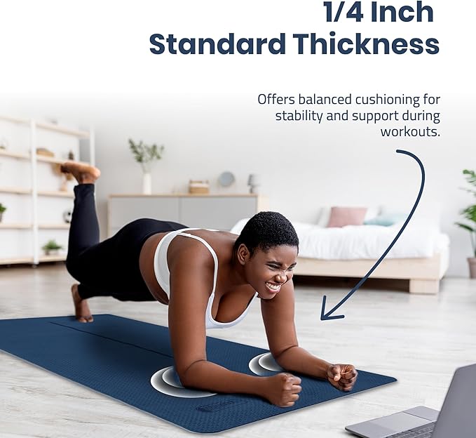 Extra Wide Yoga Mat for Men Women (72"L x 36"W) Non Slip Fitness & Exercise Mat with Alignment Marks for Yoga, Pilates, Floor Workouts