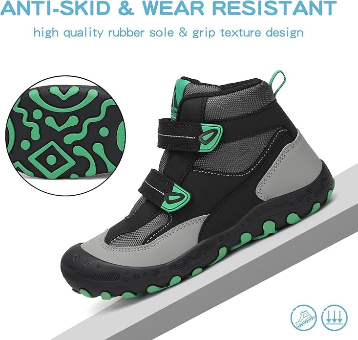 Mishansha Kids Water Resistant Hiking Boots, Boys Girls Anti Collision Anti-Skid Athletic Outdoor Adventure Trekking Shoes