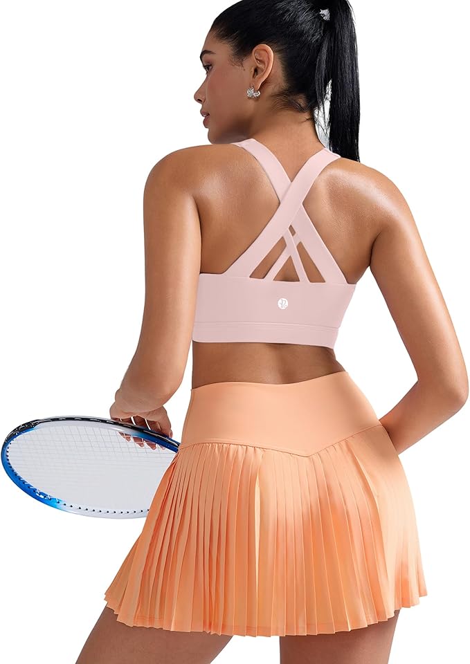 RUNNING GIRL Sports Bra for Women, Criss-Cross Back Padded Strappy Sports Bras Medium Support Yoga Bra with Removable Cups