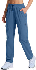 Women's Hiking Pants Quick Dry Lightweight Cargo Pants UPF 50 Water Resistant Zipper Pockets for Golf Travel Work Camping
