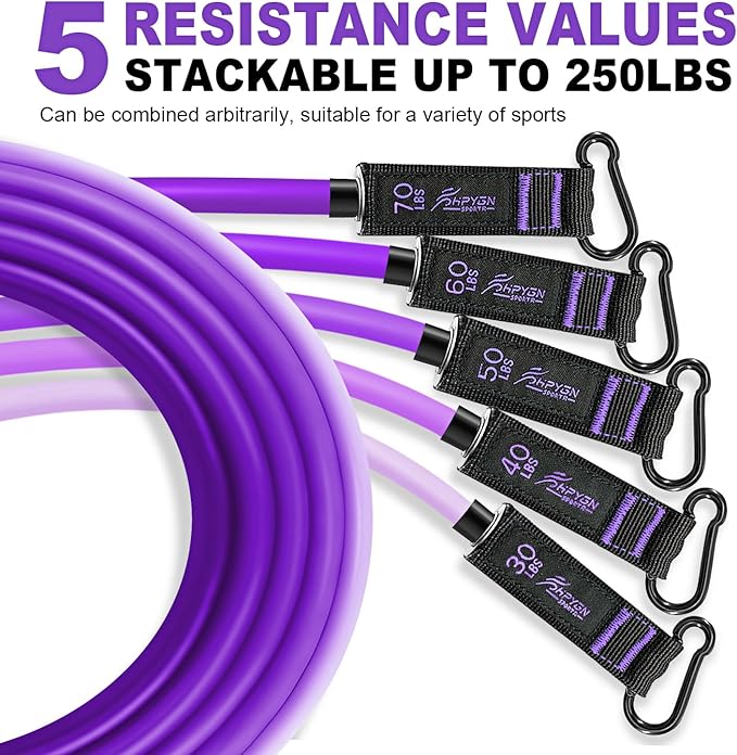 HPYGN Resistance Bands, Exercise Bands with Handles, Fitness Bands, Workout Bands with Door Anchor and Ankle Straps, for Heavy Resistance Training, Physical Therapy, Shape Body, Yoga, Home Workout Set