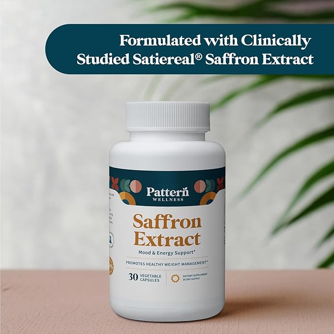 Pattern Wellness Saffron Extract - Mood, Energy & Appetite Support - 88.5mg Pure Saffron Supplement - Non-GMO & Gluten-Free - 30 Vegetable Capsules
