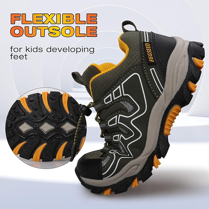 Boys Girls Hiking Trail Shoes Waterproof Slip Resistant Outdoor Trekking Walking Running Sneakers(Little/Big Kids)
