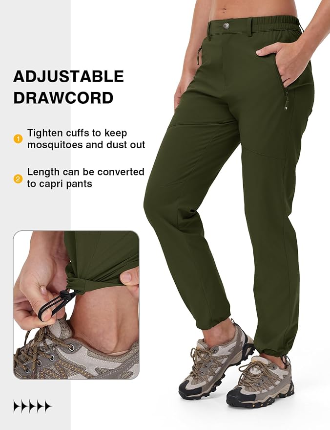 TBMPOY Women's Lightweight Hiking Pants Water Resistant Quick Dry Travel Work Outdoor Fishing Pants Zipper Pockets
