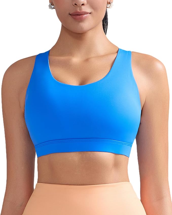 RUNNING GIRL Sports Bra for Women, Criss-Cross Back Padded Strappy Sports Bras Medium Support Yoga Bra with Removable Cups