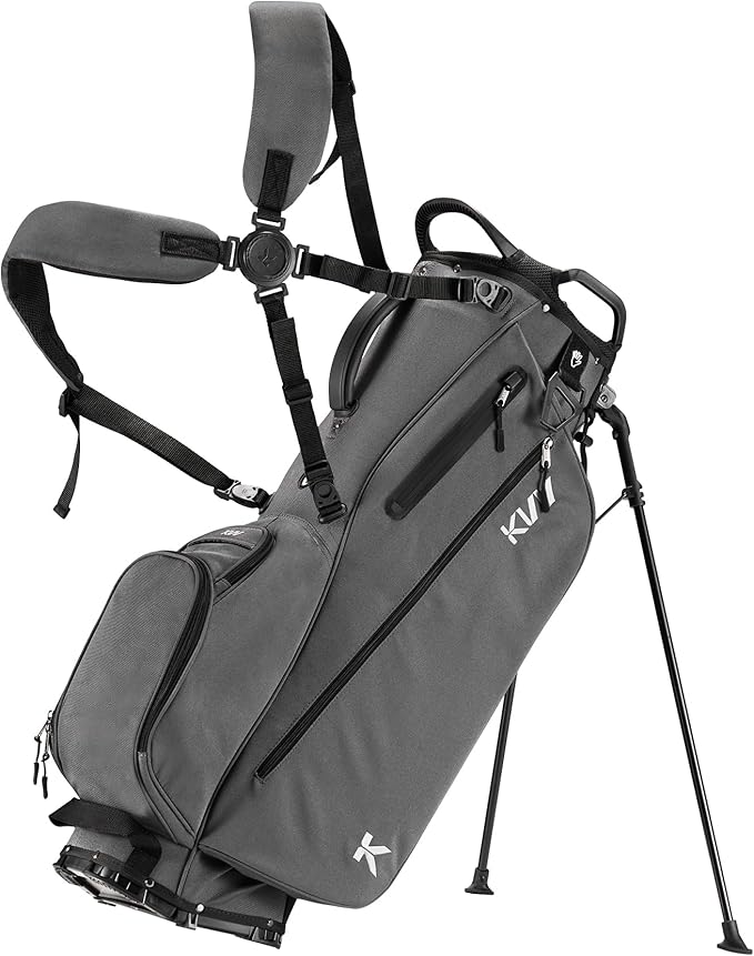 KVV Lightweight Golf Stand Bag with 7 Way Full-Length Dividers, 5 Zippered Pockets, Automatically Adjustable Dual Straps，Elegant Design
