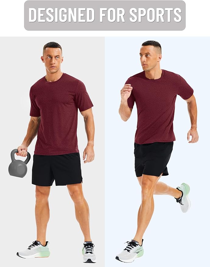 MAGCOMSEN Men's Dry Fit Workout Shirts Short Sleeve Tee Shirts Moisture Wicking Athletic Running Performence Tshirts