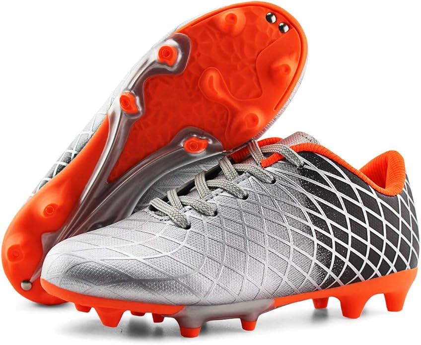 JABASIC Kids Outdoor Soccer Cleats Athletic Firm Ground Football Shoes