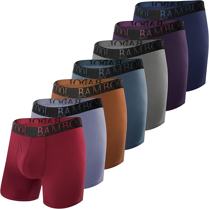 BAMBOO COOL Men's Ultra ComfortSoft Underwear, Moisture Wicking & Breathable No Ride Up Boxer Briefs with Fly, Multipack
