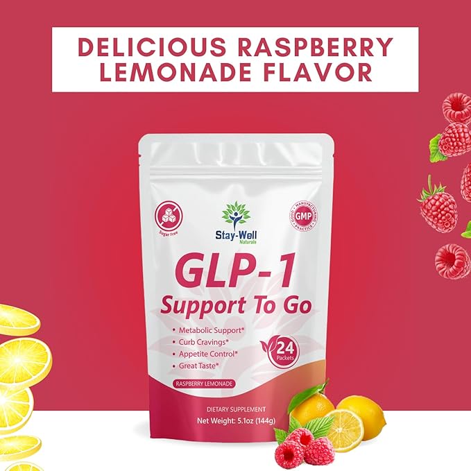 GLP-1 Supplement | Natural GLP-1 Production | GLP 1 Booster Drink Mix to Control Appetite and Cravings | Great Tasting Metabolic Support - Yerba Mate, Garcinia Cambogia, Berberine [Raspberry Lemonade]
