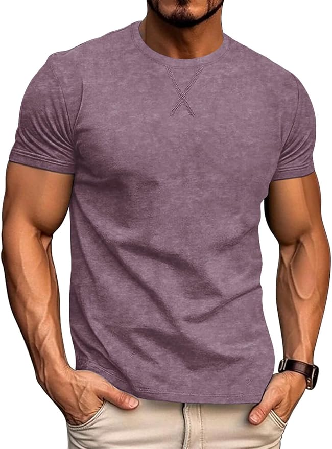 LOGEEYAR Men's Athletic Washed T-Shirts Basic Crew Neck Tees Tops Causal Distressed Cotton T Shirts for Men