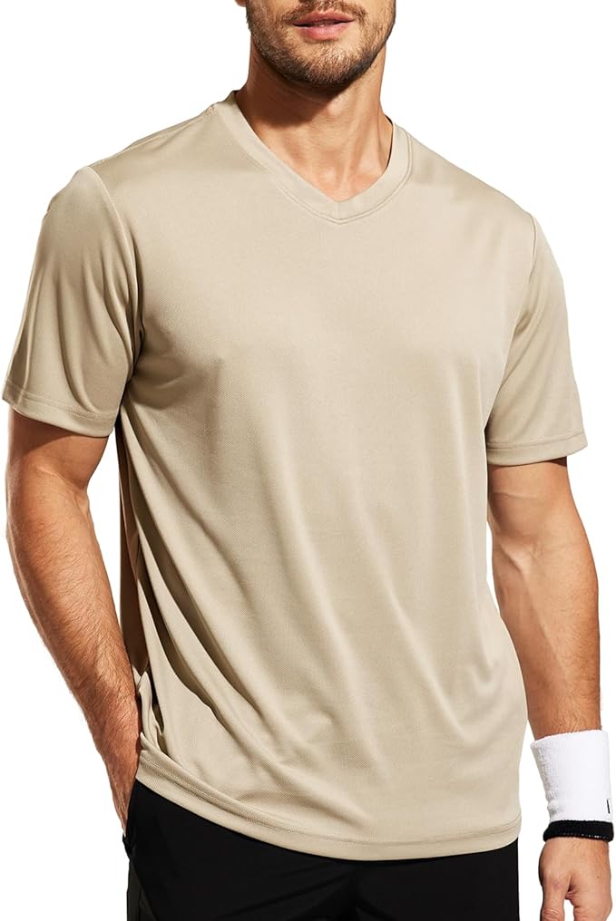 MIER Men's Quick Dry Workout Shirts Moisture Wicking Running Athletic Performance T-Shirts Recycled Polyester Top Tee
