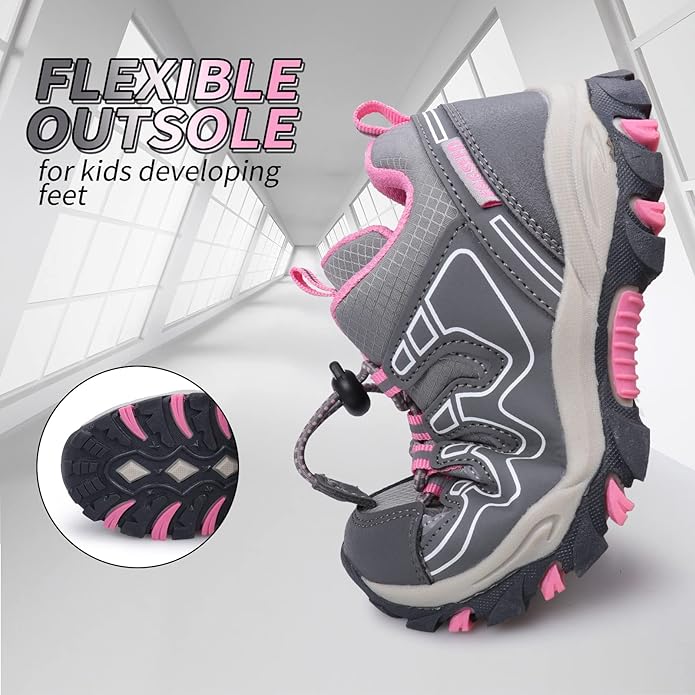 Boys Girls Hiking Trail Shoes Waterproof Slip Resistant Outdoor Trekking Walking Running Sneakers(Little/Big Kids)