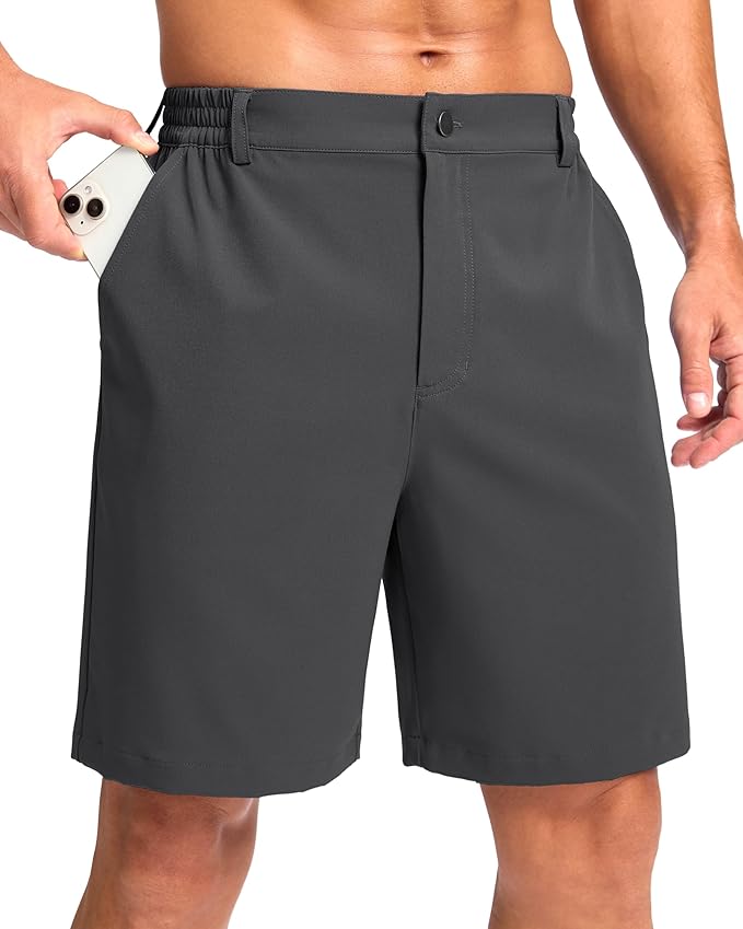 Pudolla Men's Casual Shorts 7"/9" Lightweight Golf Shorts with 3 Pockets Stretch Quick Dry Comfy Work Shorts