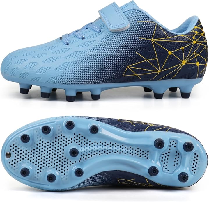 brooman Kids Firm Ground Soccer Cleats Boys Girls Athletic Outdoor Football Shoes