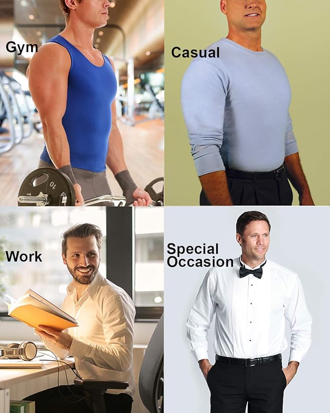 Insta Slim -Made in USA- Compression Tank-Top Shapewear for Men. Tummy Control Slimming Body-Shaper for Belly & Back Support