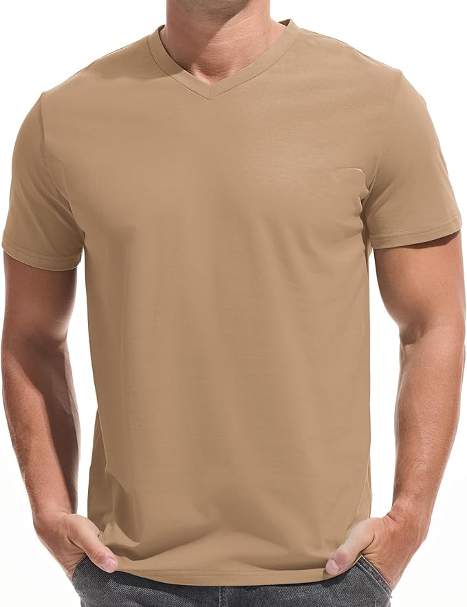 VEIISAR Premium V Neck T Shirts for Men - Modern Fitted Tees Vneck Undershirts