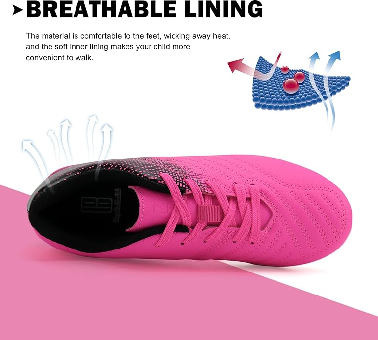 brooman Kids Soccer Cleats Boys Girls Athletic Outdoor Football Shoes