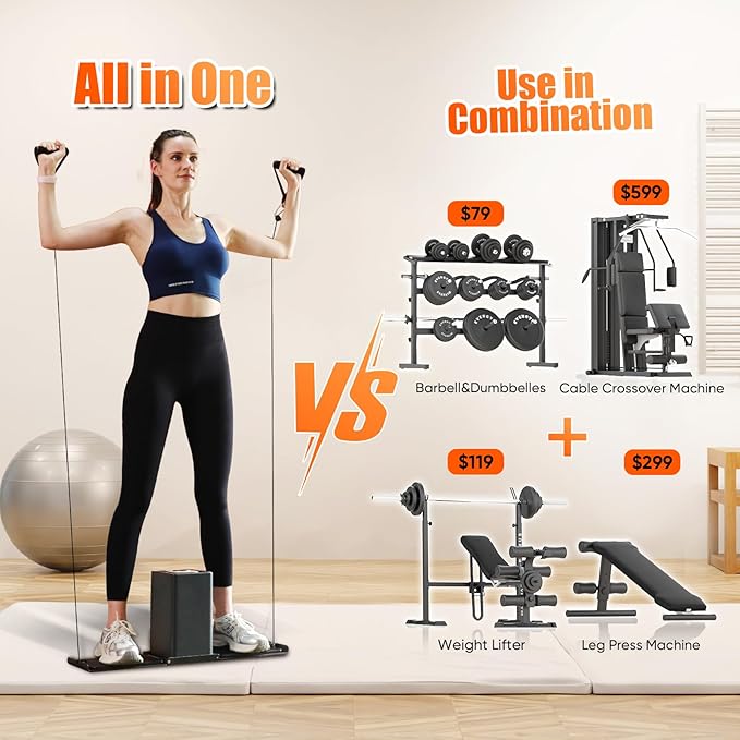 SR3 Smart Home Gym，Portable & Foldable Strength Training Cube Machine for Full Body Workouts，All-in-One Resistance Training Fitness Equipment for Home Use