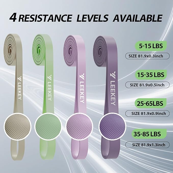 LEEKEY Resistance Bands Set for Pull-Up Assistance & Full-Body Training, Multi-Level Exercise Bands with Bag for Home Workouts, Physical Therapy, Strength Training (Men/Women)