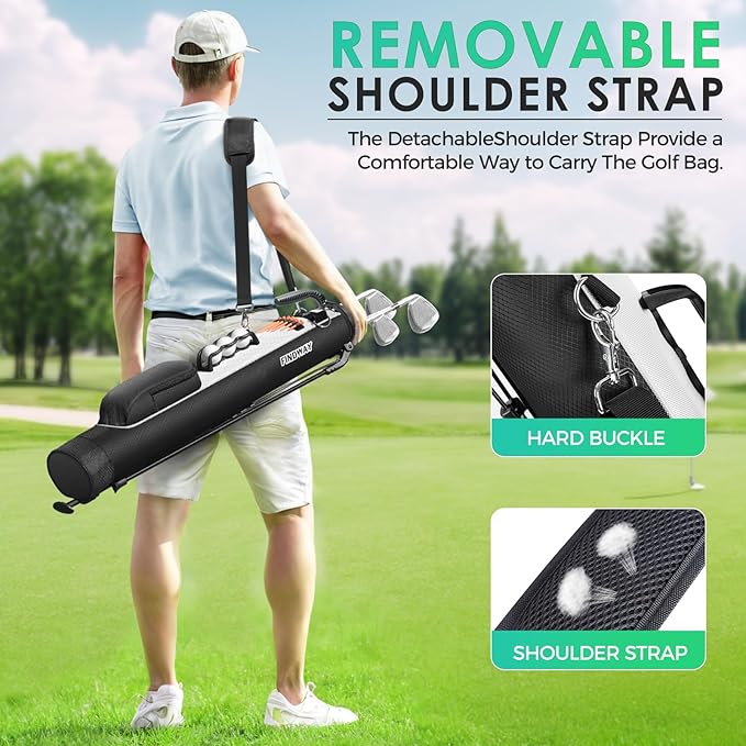 Findway Golf Stand Bag, Small Golf Bag for The Driving Range, Par 3 and Executive Courses, Lightweight Golf Club Carry Bag with Ball Holder and Pockets for Men Women