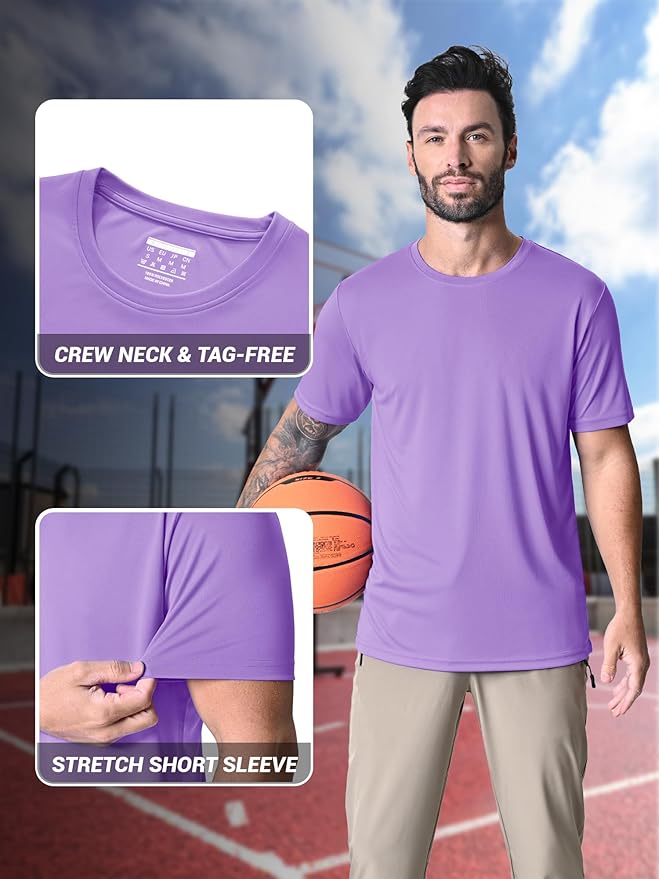 MAGCOMSEN Men's Short Sleeve UPF 50+ T-Shirt Quick Dry Rash Guard Athletic Running Swim Top Tee Performance Water Shirts