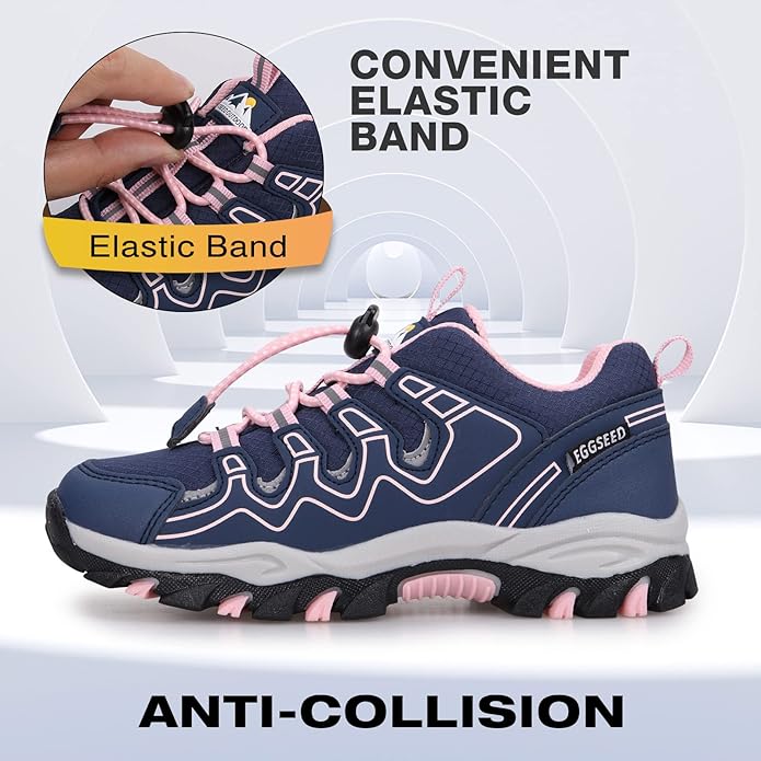 Boys Girls Hiking Trail Shoes Waterproof Slip Resistant Outdoor Trekking Walking Running Sneakers(Little/Big Kids)