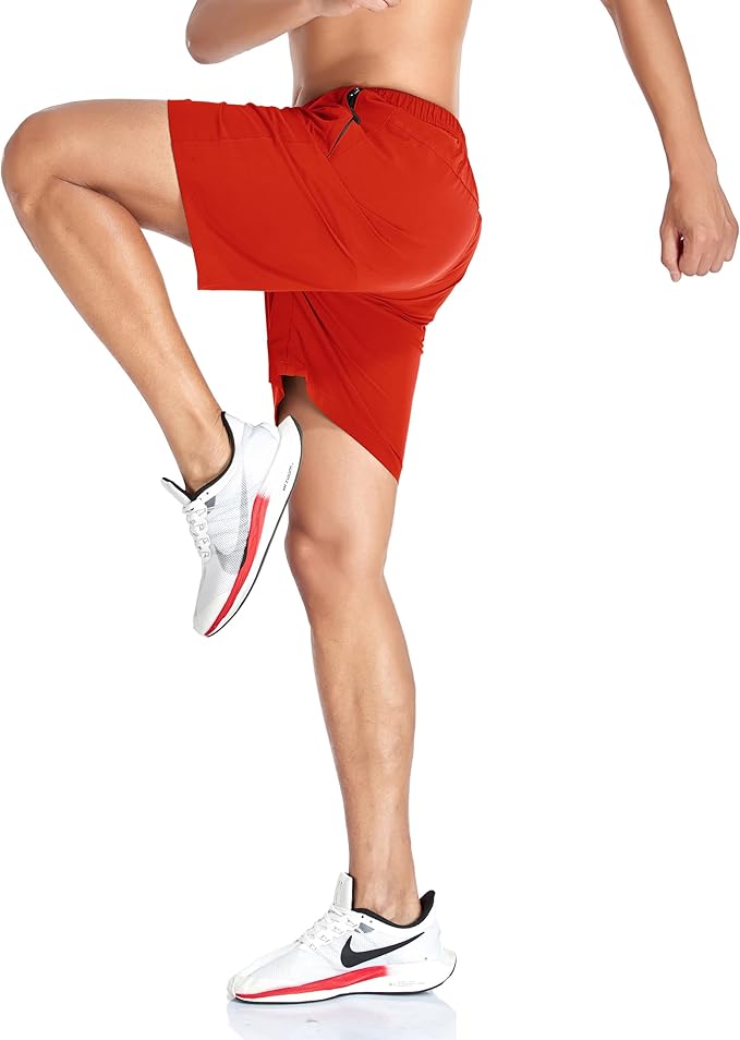 Men's Gym Shorts Sports Quick Dry Workout Running or Casual Training Short with Zipper Pockets