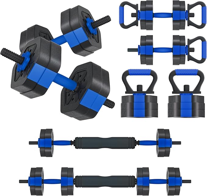 VIVITORY Dumbbell Sets Adjustable Weights, Free Weights with Connector, Non-Rolling Adjustable Dumbbell Set, Barbell for Home Gym, Hexagon, Cement Mixture