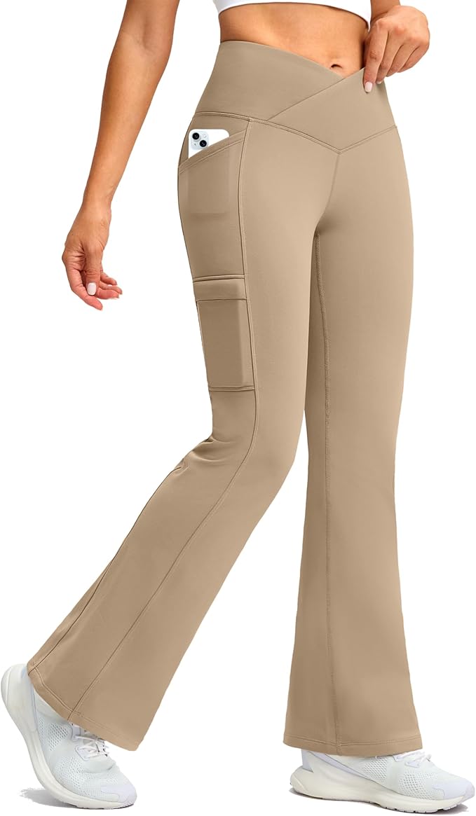 G Gradual Women's Fleece Lined Pants Water Resistant Winter Thermal Flare Leggings Hiking Snow Pants for Women 4 Pockets