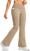 G Gradual Women's Fleece Lined Pants Water Resistant Winter Thermal Flare Leggings Hiking Snow Pants for Women 4 Pockets