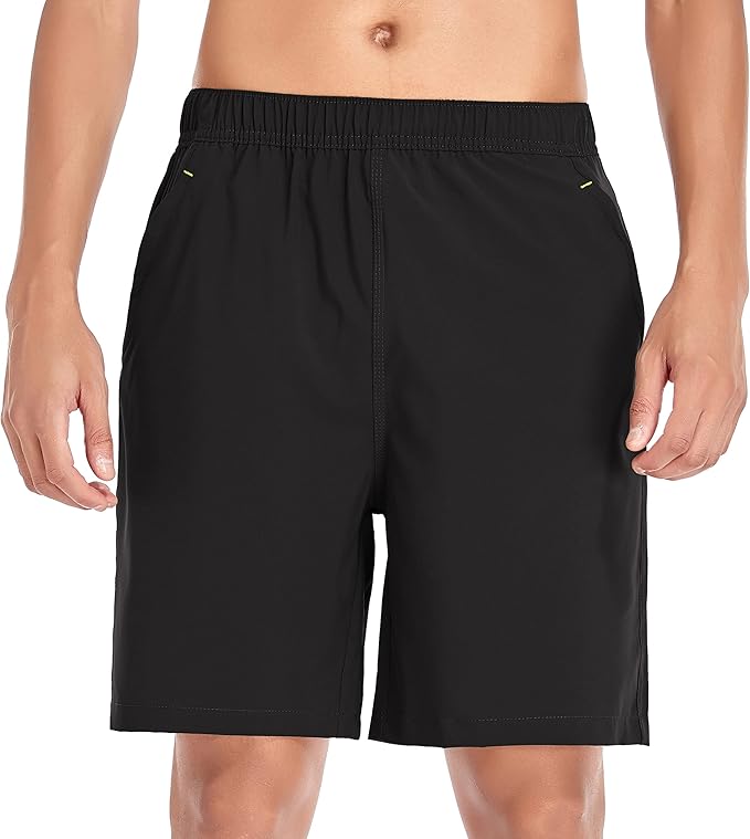 Men's Gym Shorts Sports Quick Dry Workout Running or Casual Training Short with Zipper Pockets